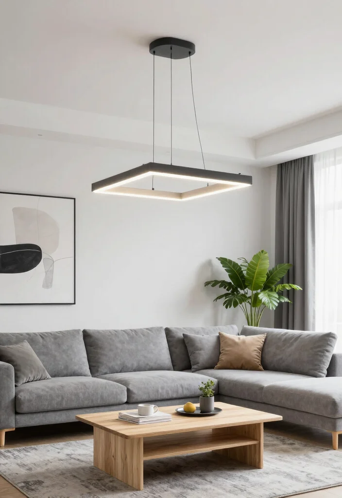 16 Living Room Chandelier Low Ceiling Ideas That Shine Brightly - 2. Minimalist Geometric Chandelier 1