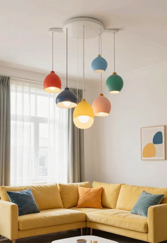 16 Living Room Chandelier Low Ceiling Ideas That Shine Brightly - 4. Playful Pendant Clusters 1