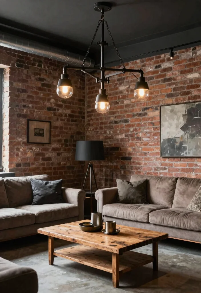 16 Living Room Chandelier Low Ceiling Ideas That Shine Brightly - 8. Industrial Pipe Chandelier 1