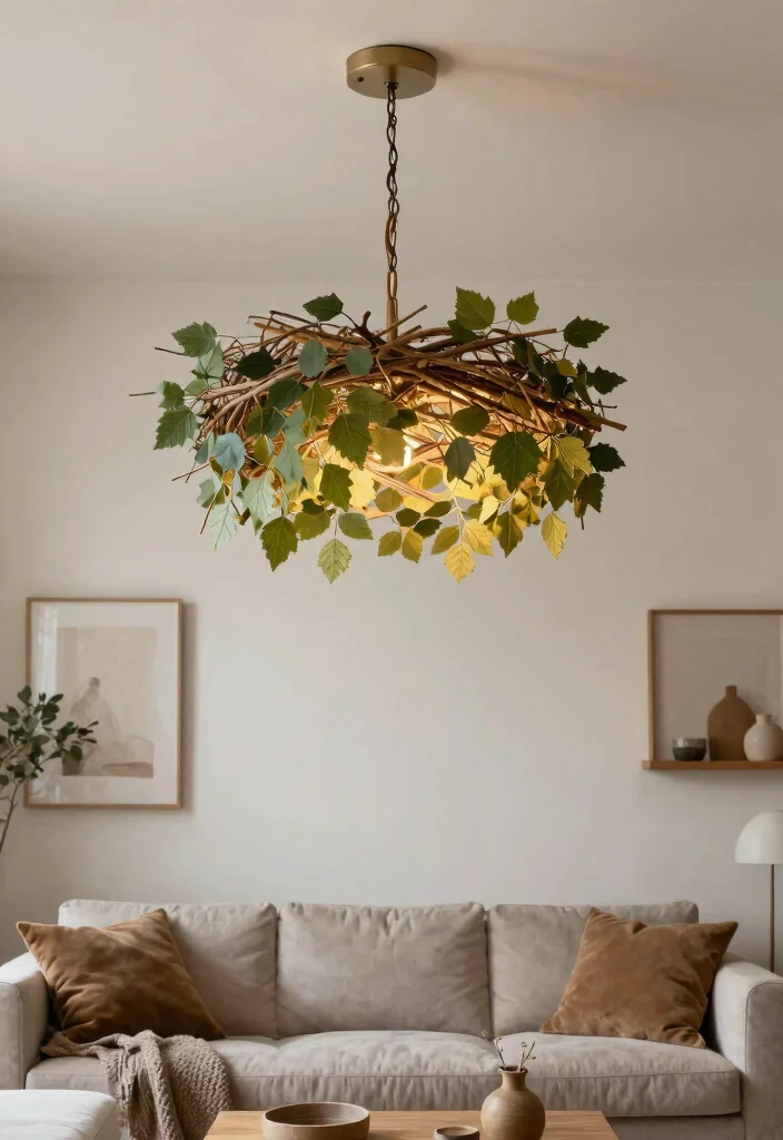 16 Living Room Chandelier Low Ceiling Ideas That Shine Brightly - 9. Nature-Inspired Fixtures 1