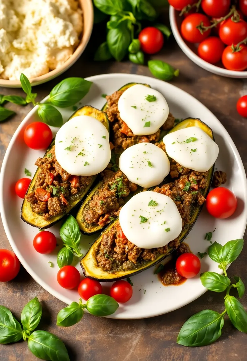 16 Must-Try Zucchini Boats Beef Dishes For Busy Nights - 14. Pesto Beef Zucchini Boats 1