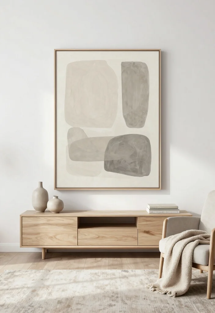 16 Neutral Wall Decor Ideas With Calm Modern Vibes - 1. Minimalist Abstract Art 1