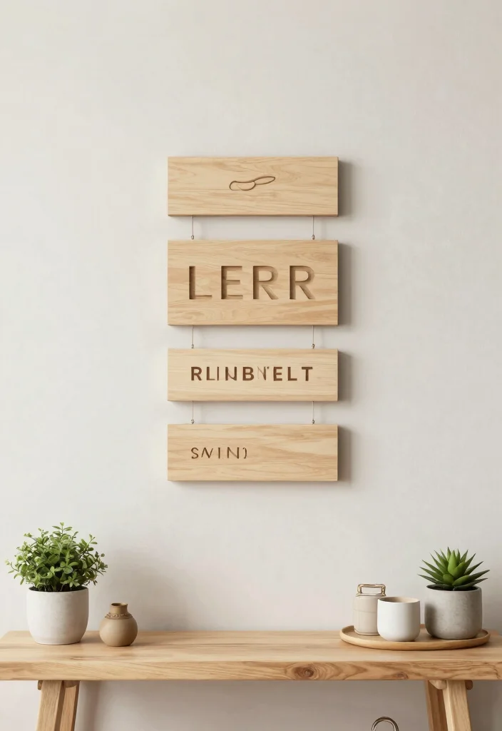 16 Neutral Wall Decor Ideas With Calm Modern Vibes - 13. Simple Wooden Signs 1