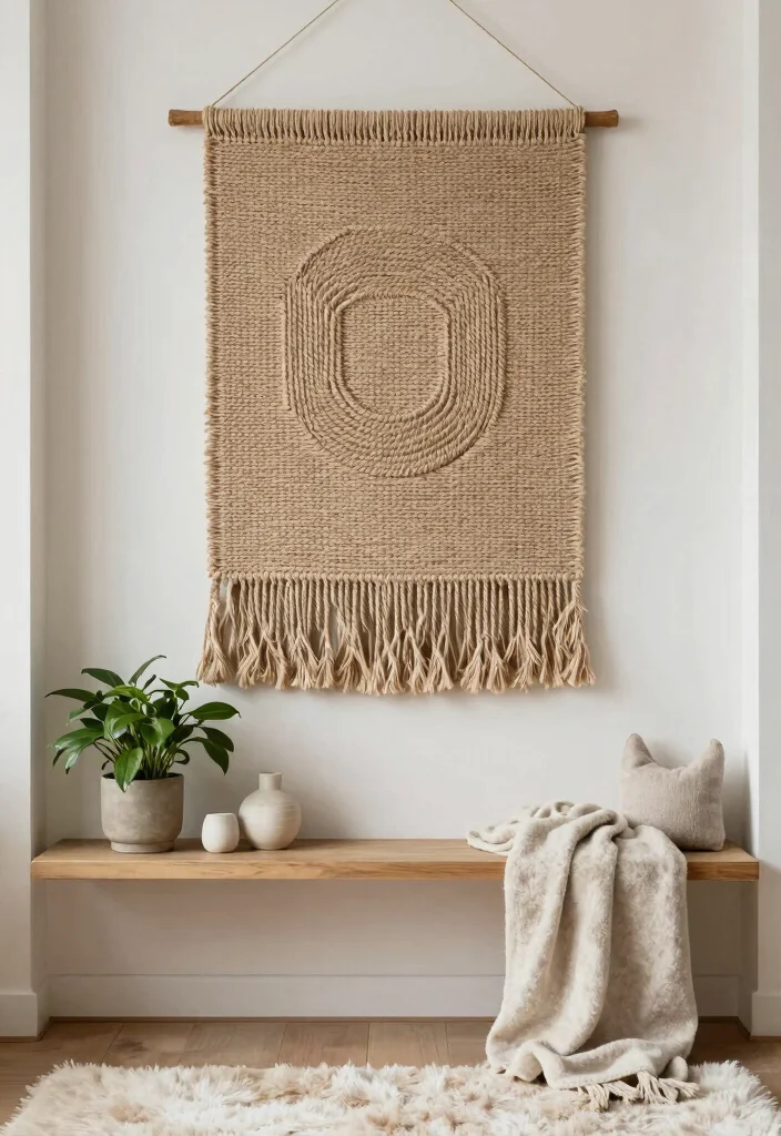 16 Neutral Wall Decor Ideas With Calm Modern Vibes - 2. Woven Wall Hangings 1