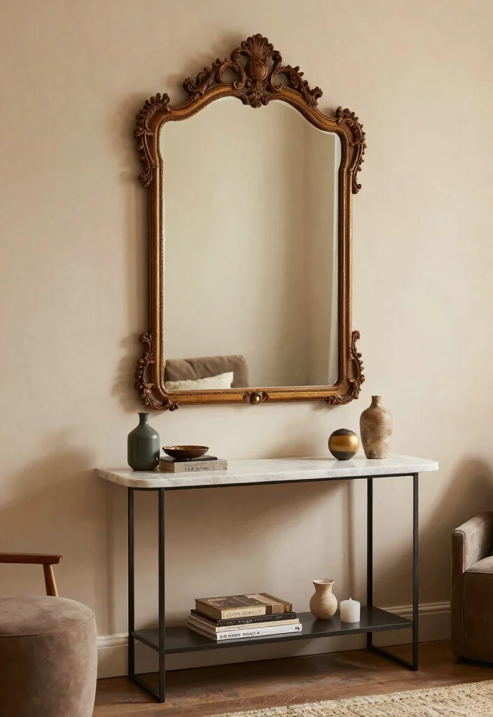 17 Big Mirrors in Living Room Ideas That Open Up the Space - 10. Vintage Inspirations 1