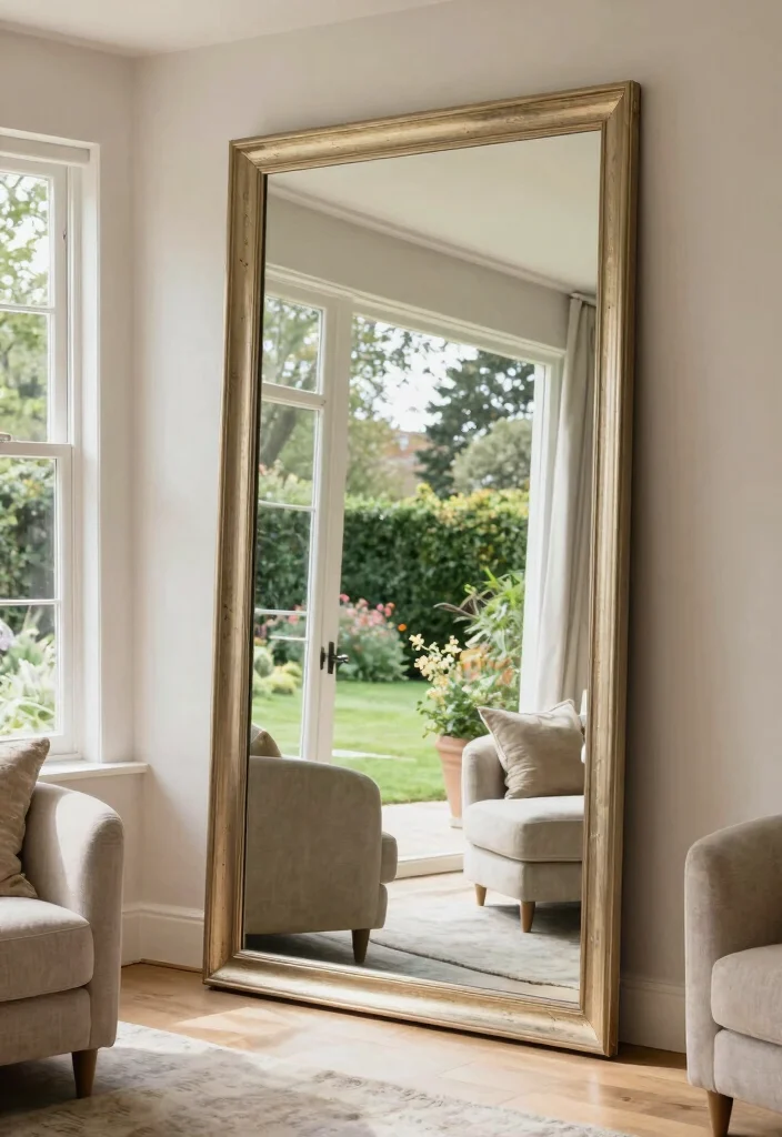 17 Big Mirrors in Living Room Ideas That Open Up the Space - 14. Use Mirrors to Enhance Views 1
