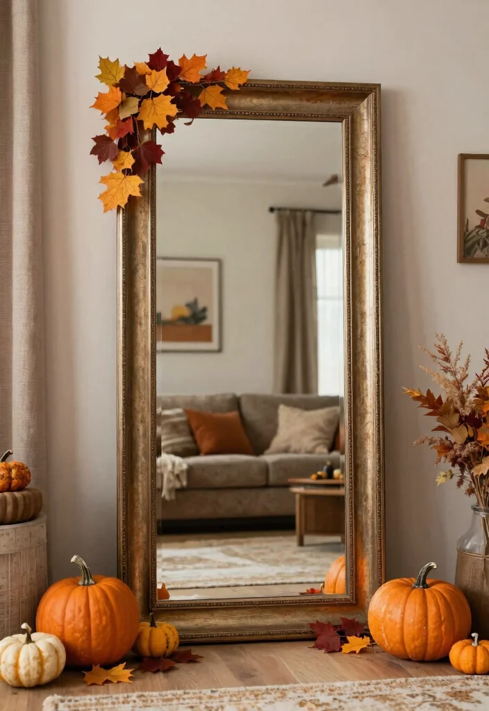 17 Big Mirrors in Living Room Ideas That Open Up the Space - 17. Seasonal Decor with Mirrors 1