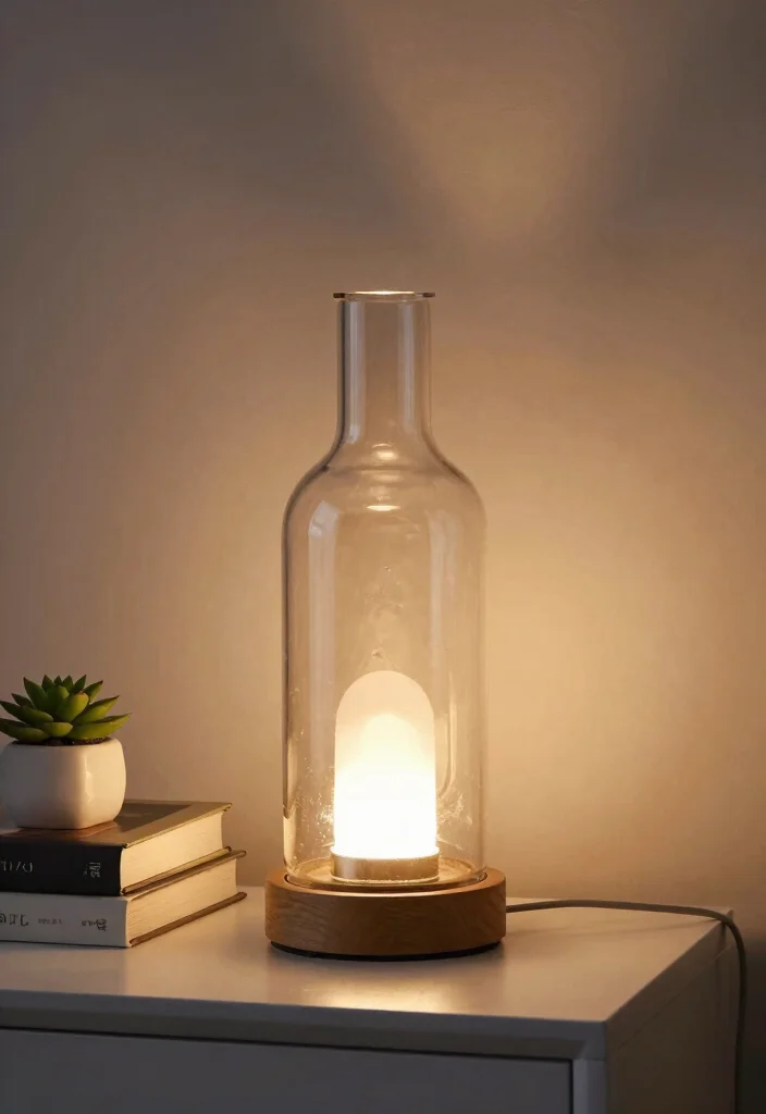 17 Bottle Lamp Ideas With Creative DIY Charm - 13. Tabletop Glass Bottle Lamp 1