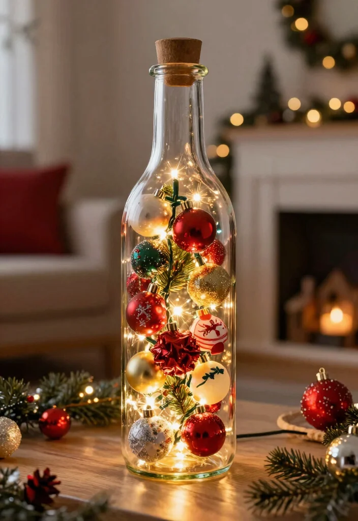 17 Bottle Lamp Ideas With Creative DIY Charm - 14. Festive Holiday Bottle Lamp 1