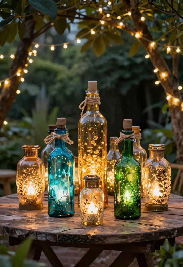 17 Bottle Lamp Ideas With Creative DIY Charm - 7. Bohemian Glass Bottle Lanterns 1