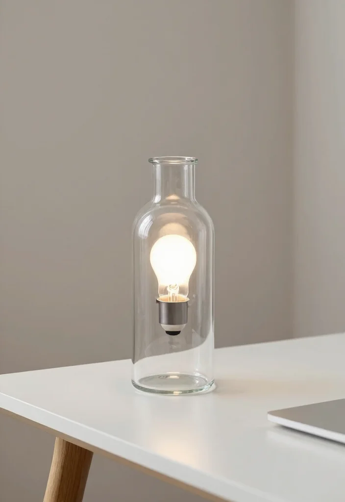 17 Bottle Lamp Ideas With Creative DIY Charm - 8. Minimalist Clear Glass Bottle Lamp 1