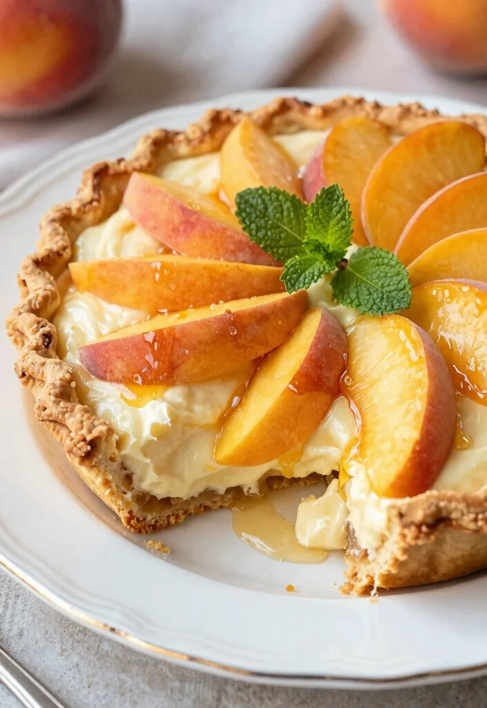 17 Fresh Peach Pie Recipes: Juicy Summer Classics - 16. Peach Pie with Mascarpone and Honey Glaze 1