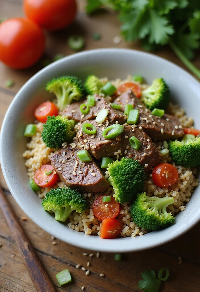 17 Healthy Beef And Broccoli Meals Perfect For Weeknight Cooking - 2. Beef and Broccoli Quinoa Bowl 1