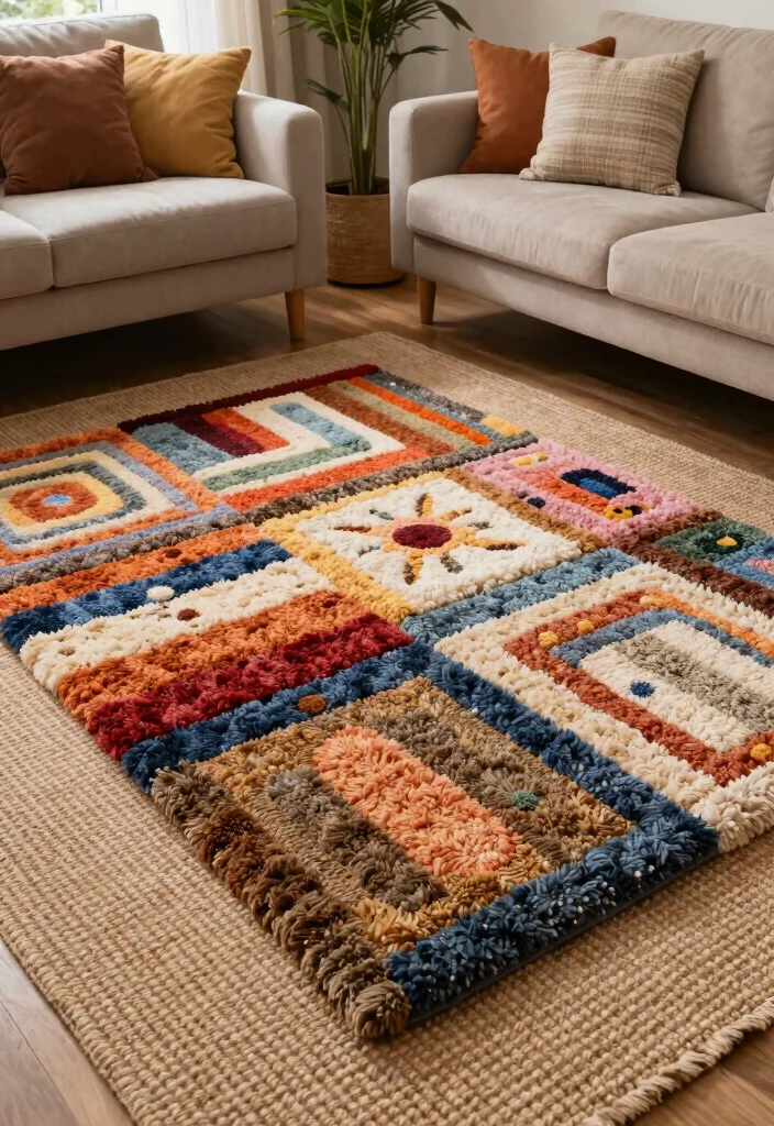 17 Tuft Rug Design Ideas With Bold Textured Patterns - 10. Textured Layering 1