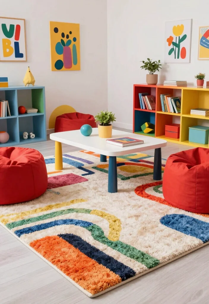 17 Tuft Rug Design Ideas With Bold Textured Patterns - 11. Colorful Abstract Lines 1