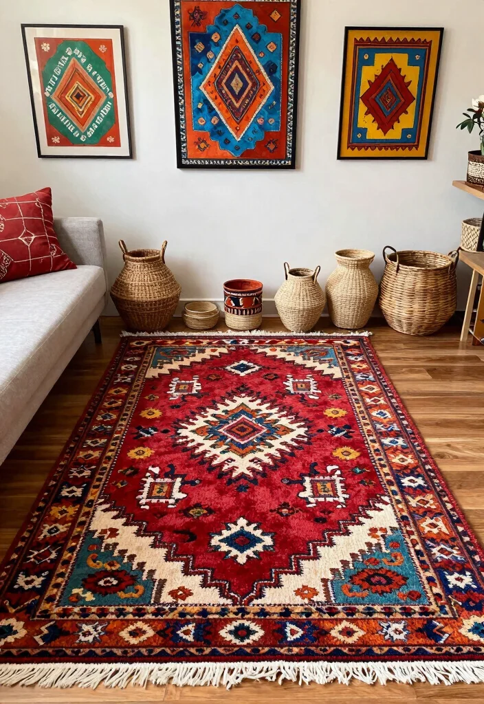 17 Tuft Rug Design Ideas With Bold Textured Patterns - 15. Ethnic Patterns 1
