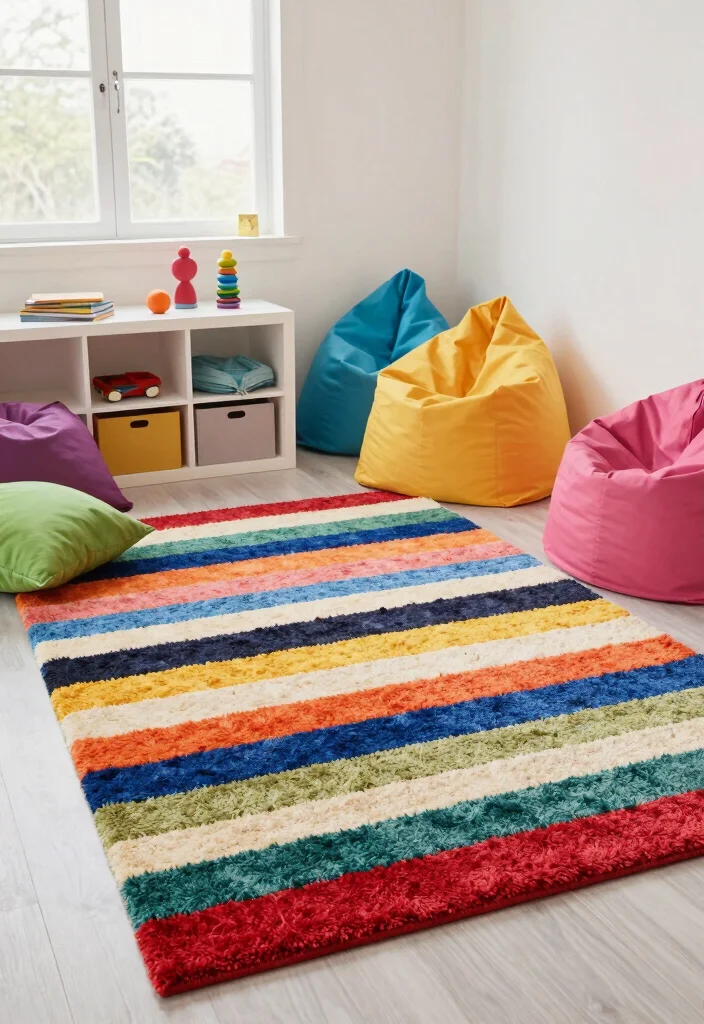 17 Tuft Rug Design Ideas With Bold Textured Patterns - 17. Multi-Colored Stripes 1