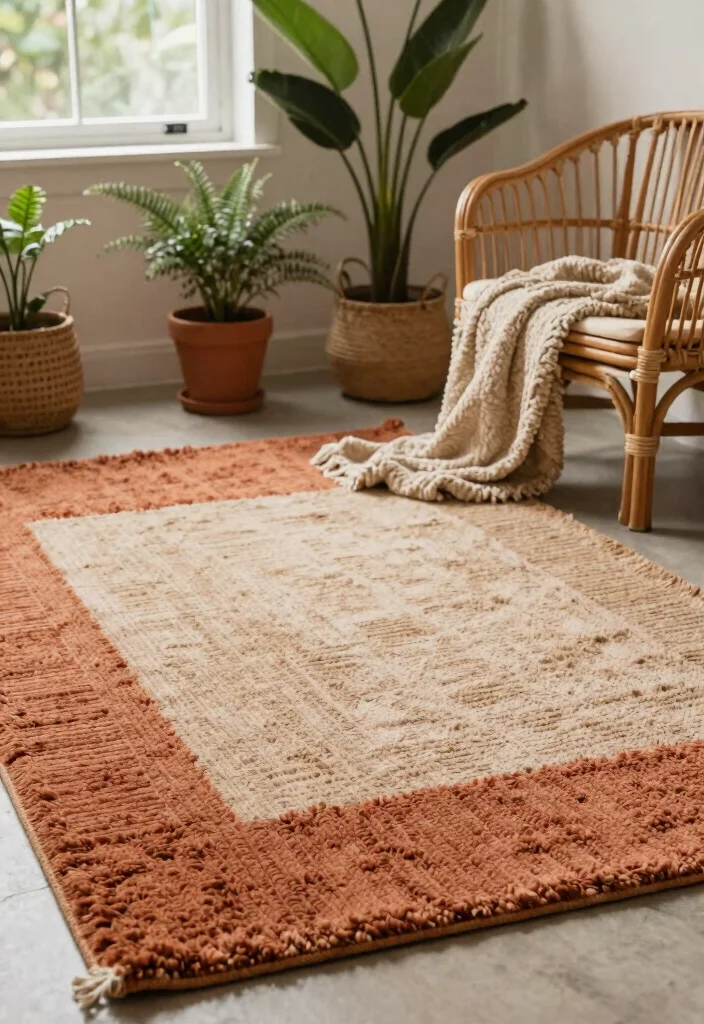 17 Tuft Rug Design Ideas With Bold Textured Patterns - 2. Earthy Tones and Natural Textures 1