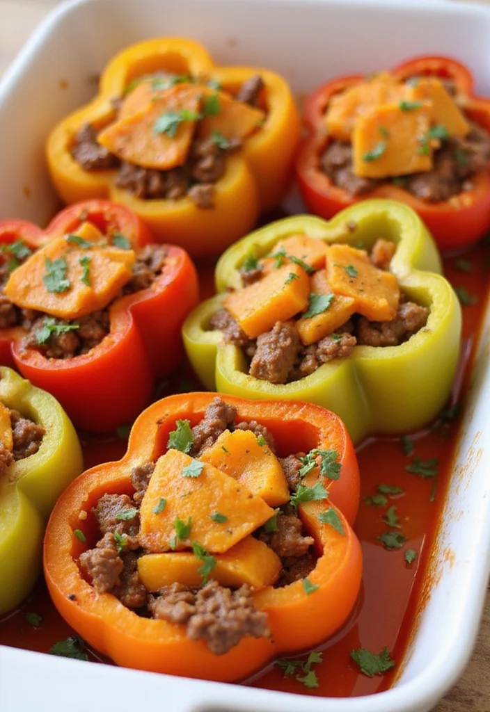 18 Beef And Sweet Potato Recipes Packed With Big Flavor - 11. Beef and Sweet Potato Stuffed Peppers 1