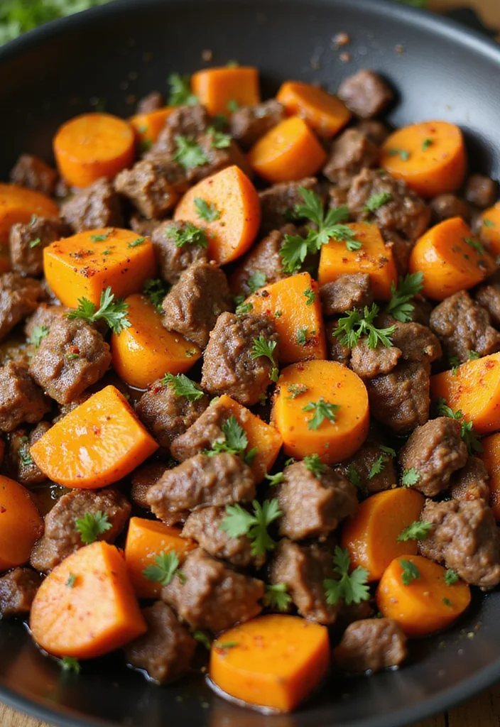 18 Beef And Sweet Potato Recipes Packed With Big Flavor - 7. Beef and Sweet Potato Skillet 1