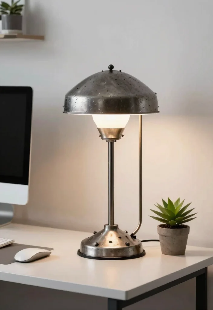 18 Mushroom Table Lamp Ideas With Cozy Retro Glow - 12. Industrial-Style Mushroom Lamp 1