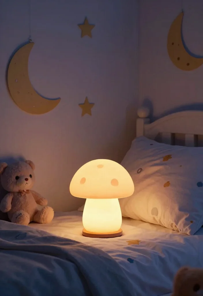 18 Mushroom Table Lamp Ideas With Cozy Retro Glow - 13. Playful Glow-in-the-Dark Mushroom Lamp 1