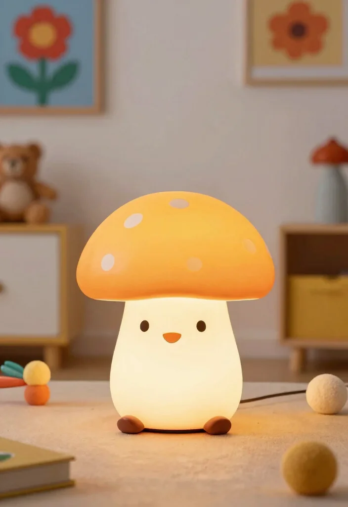 18 Mushroom Table Lamp Ideas With Cozy Retro Glow - 16. Quirky Animal-Shaped Mushroom Lamp 1