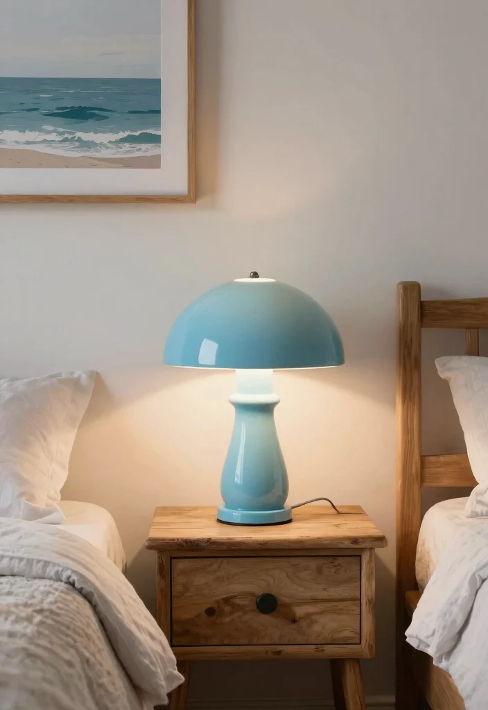 18 Mushroom Table Lamp Ideas With Cozy Retro Glow - 3. Vintage Blue Mushroom Lamp 1