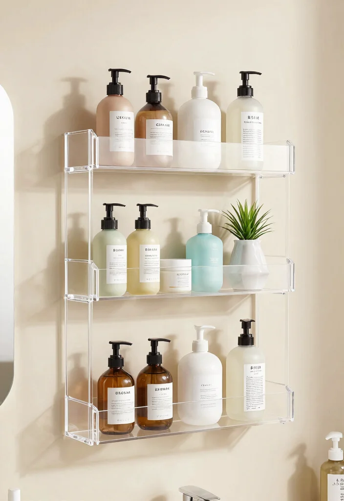 18 Shower Shelf Ideas With Smart Built In Storage - 13. Acrylic Storage Solutions 1