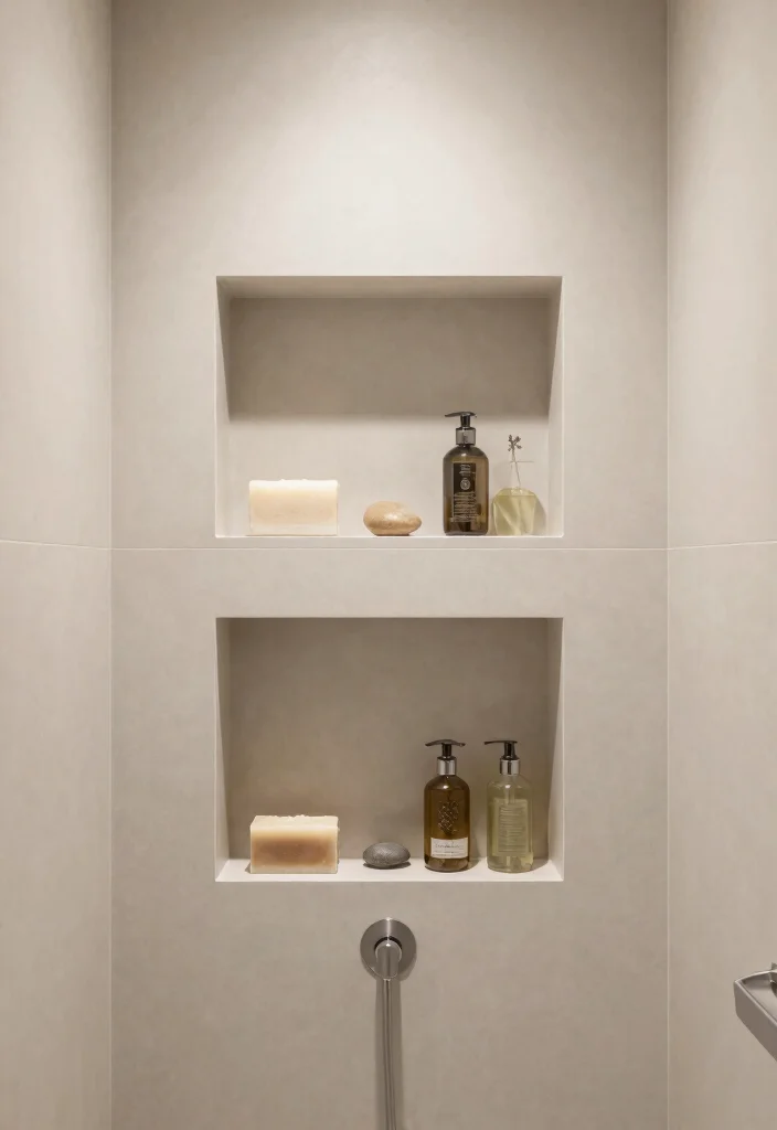 18 Shower Shelf Ideas With Smart Built In Storage - 3. Built-in Niche Shelving for Seamless Look 1