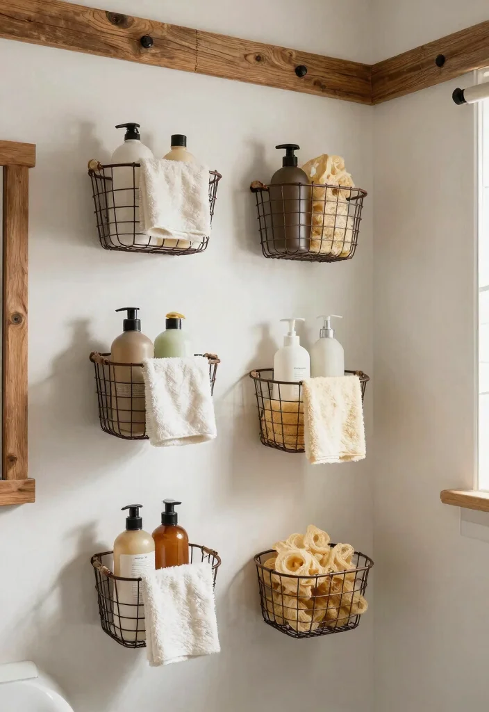 18 Shower Shelf Ideas With Smart Built In Storage - 4. Wire Baskets for Rustic Charm 1