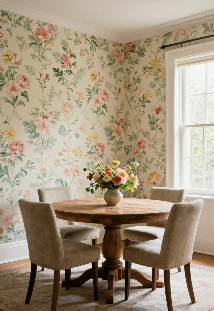 18 Wall Molding Wallpaper Ideas That Elevate Any Room - 1. Elegant Floral Patterns 1