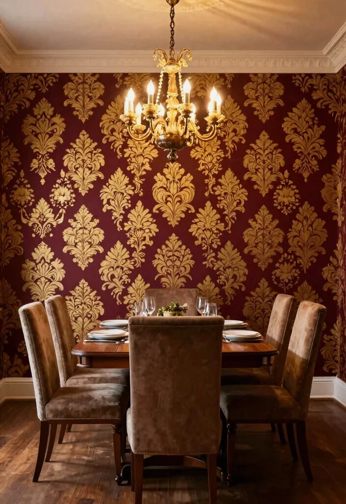 18 Wall Molding Wallpaper Ideas That Elevate Any Room - 5. Vintage Damask Designs 1