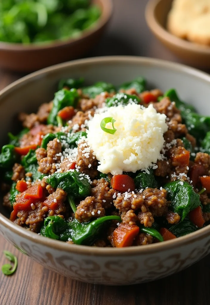 Top 14 Ground Beef Cottage Cheese Bowl Ideas You Haven’t Tried Yet - 6. Italian Beef and Spinach Bowl 1