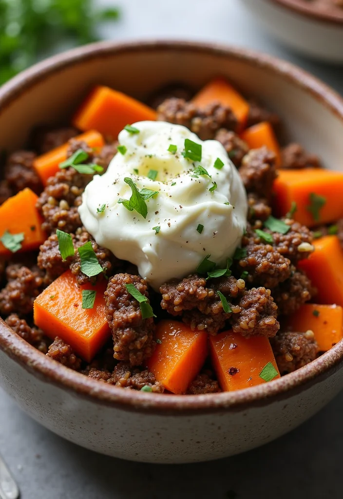 Top 14 Ground Beef Cottage Cheese Bowl Ideas You Haven’t Tried Yet - 7. Sweet Potato and Beef Bowl 1